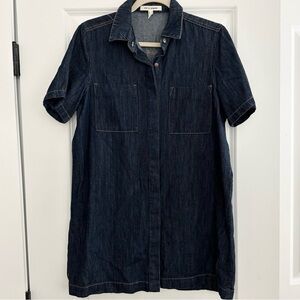 Dark Wash Denim Short Sleeve Shirt Dress- Western /Country Concert